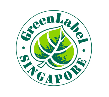 Hình ảnh logo Nhãn xanh Singapore (SGLS), có hình chiếc lá ở giữa và chữ Singapore Green Label xung quanh.